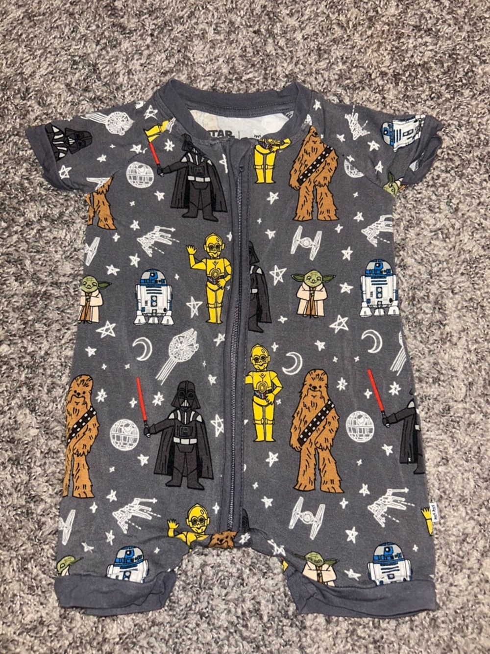 Little Sleepies Gray Star Wars Character Short Romper